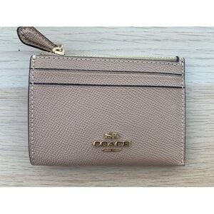 COACH Mini Skinny Leather ID Case Gold/Taupe